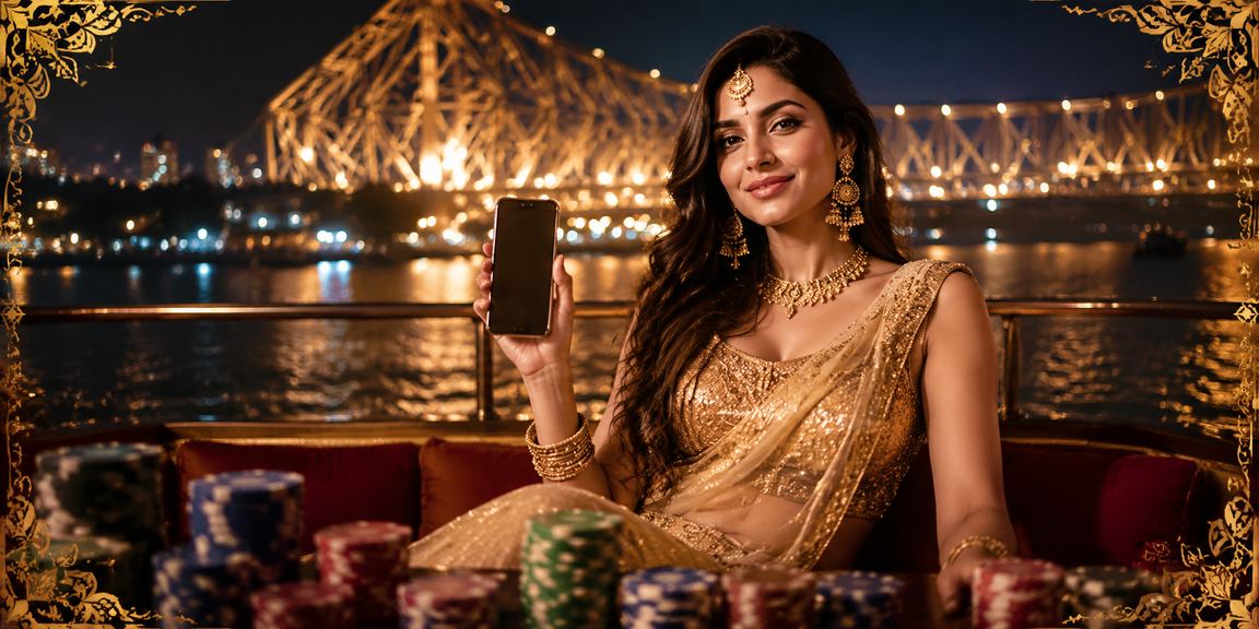 Happy Indian woman enjoying VIP casino apps on mobile